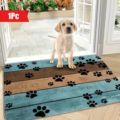 Paillasson à empreintes de pattes de chien, tapis de porte pour chien pour pattes boueuses, tapis de porte d'entrée, couverture de couchage pour chien absorbante à séchage rapide avec dos antidérapant