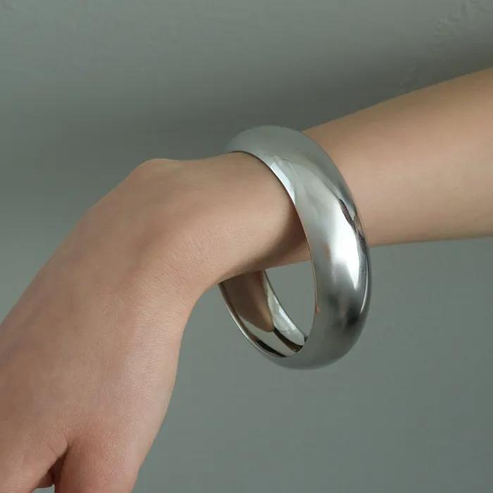 Polished Silver Dome Bangle gray