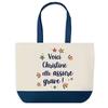 Sac shopping - PLANETEE - Christine elle assure grave - fond bleu - coton 40x45 cm - impression sublimation