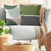 4Pcs Abstract Geometric Leaf Stripe Printed Pillow Cover Polyester Cushion Case 2D Flat Printing Pillowcase Scandi Look