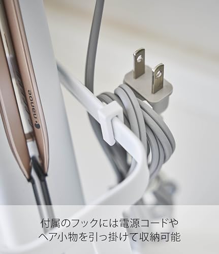 Yamazaki Tower Hair Iron Stand with Heat-Resistant Tray, White, Approx. 10.5 X 10.5 X 16.5 Cm, Tower Hair Iron Holder, 5062