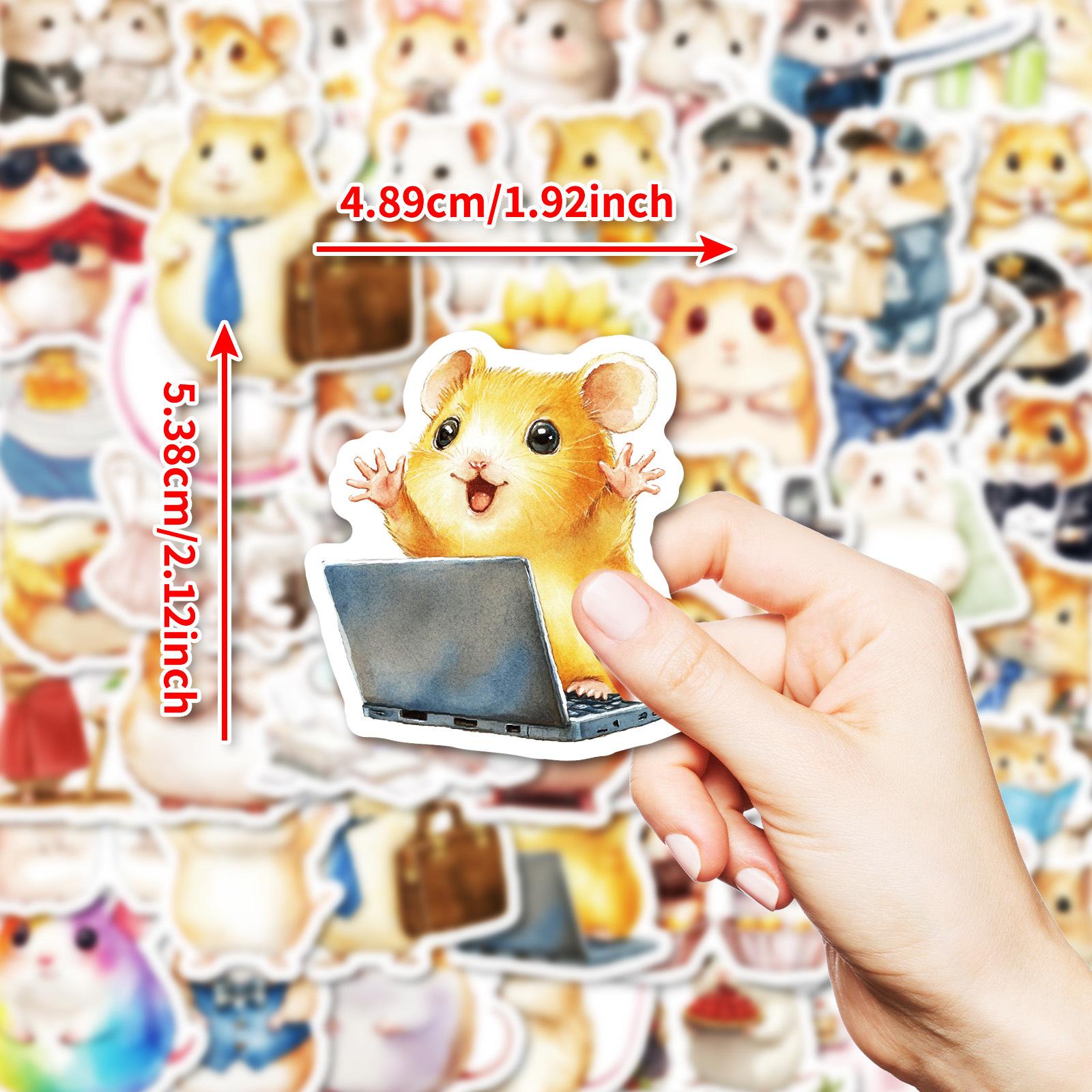 

50 наклеек Kawaii Office с изображением хомяка, неповторяющиеся водонепроницаемые декоративные наклейки, детские игрушки-поощрения, наклейки