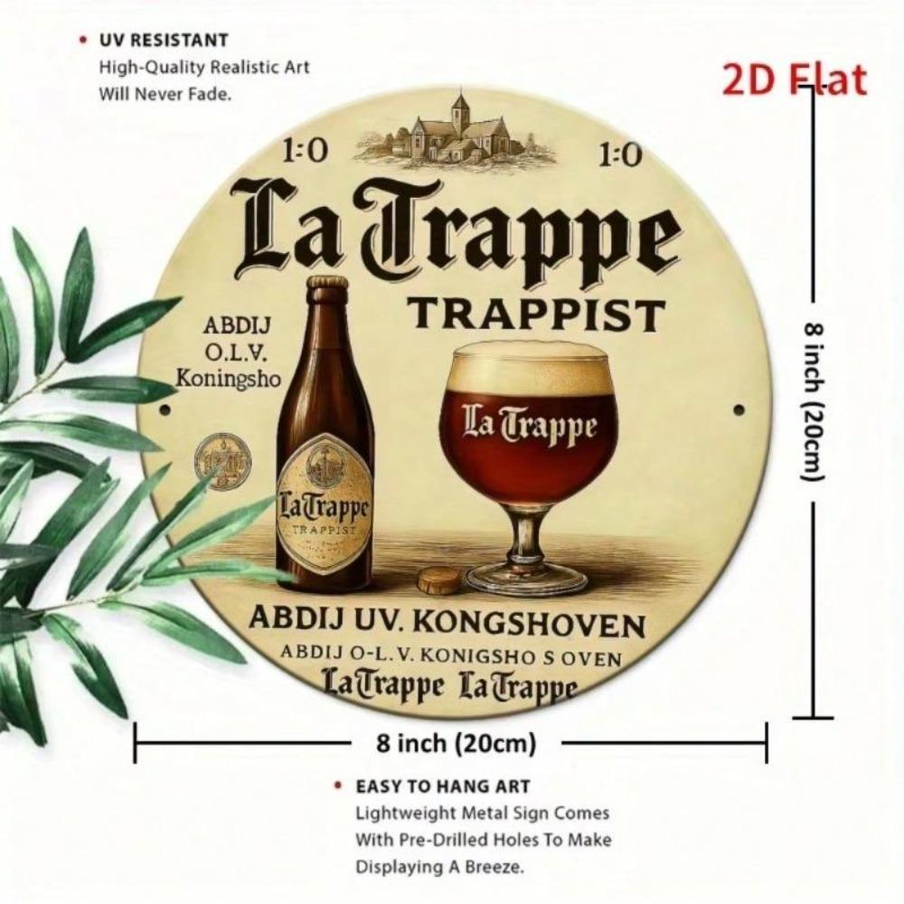 Vintage Trappist Beer Metal Sign Round Iron Wall Art