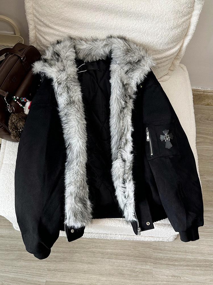 Men's Trendy American High Street Feather Collar Snow Eagle Cotton Jacket