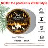 2D Flat, 1pc Round Aluminum Hanging Sign, "Eid Al Adha Mubarak" Islamic Festival Metal Wall Art, Vintage Camel, Sheep & Mosque Night Design