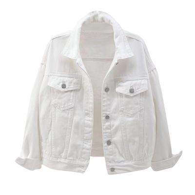 Women's Casual Solid Color Long Sleeve Cropped Denim Jacket