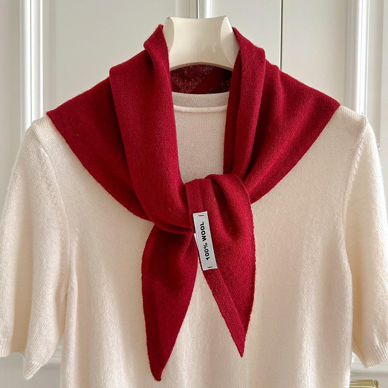 100 wool triangle scarf striped shawl headscarf knitted women's multi-functional small scarf scarf
