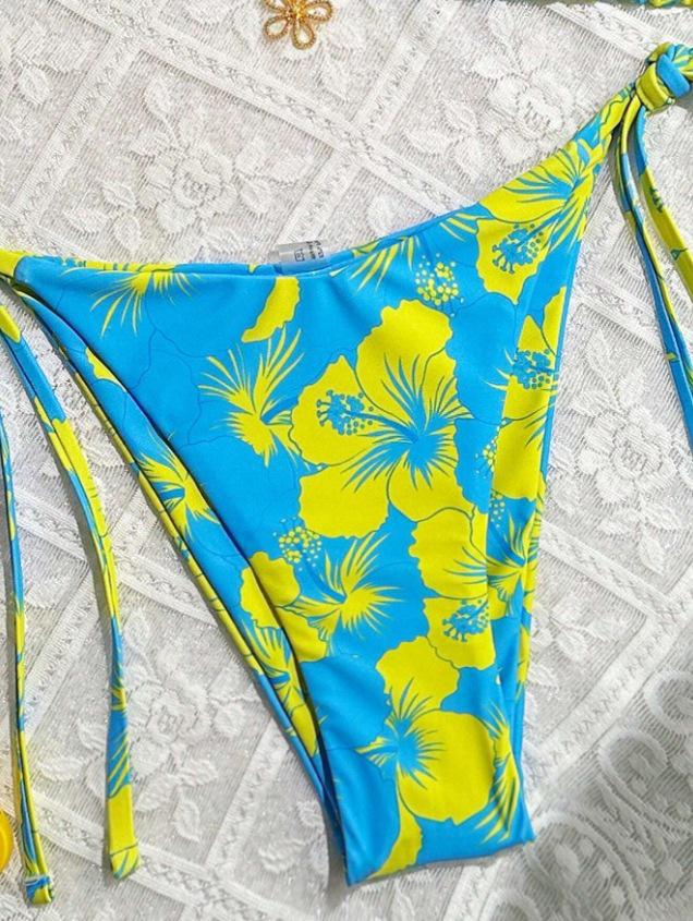 Women's Lace-Up Two-Piece Print Bikini - European & American Design