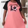 Women's Pajamas Summer One-piece Cartoon Print Short-sleeved Short Nightdress