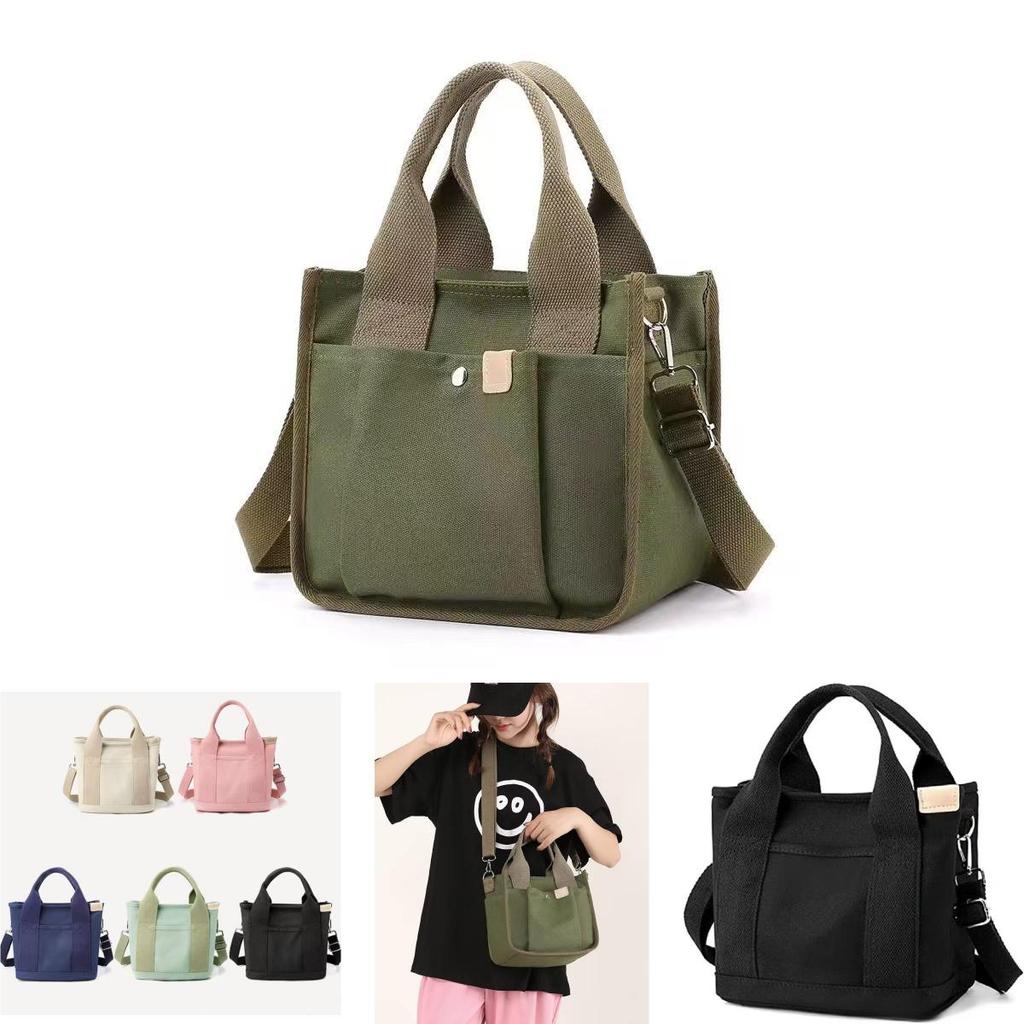 Canvas Tote Bag For Women With Zipper Pocket Casual Street Fashion Daily Use