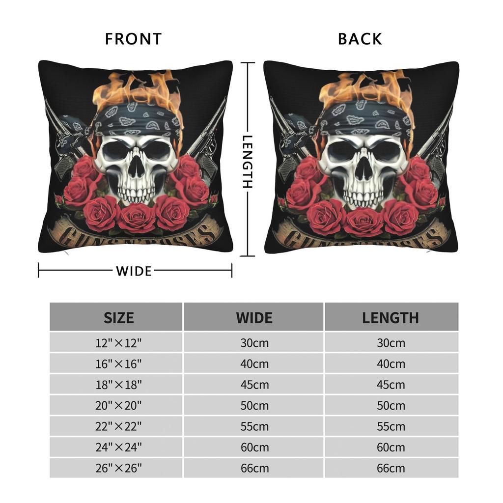 Rock Music Band G-Guns N Roses Pillowcase Printed Polyester Cushion Cover Decorations Pillow Case Cover Home Zippered 45*45Cm