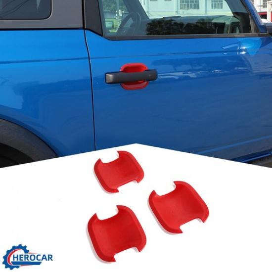 3 Set Door Handle Bowl Cover Decor Molding Trim For Ford Bronco 21+2 Doors Red