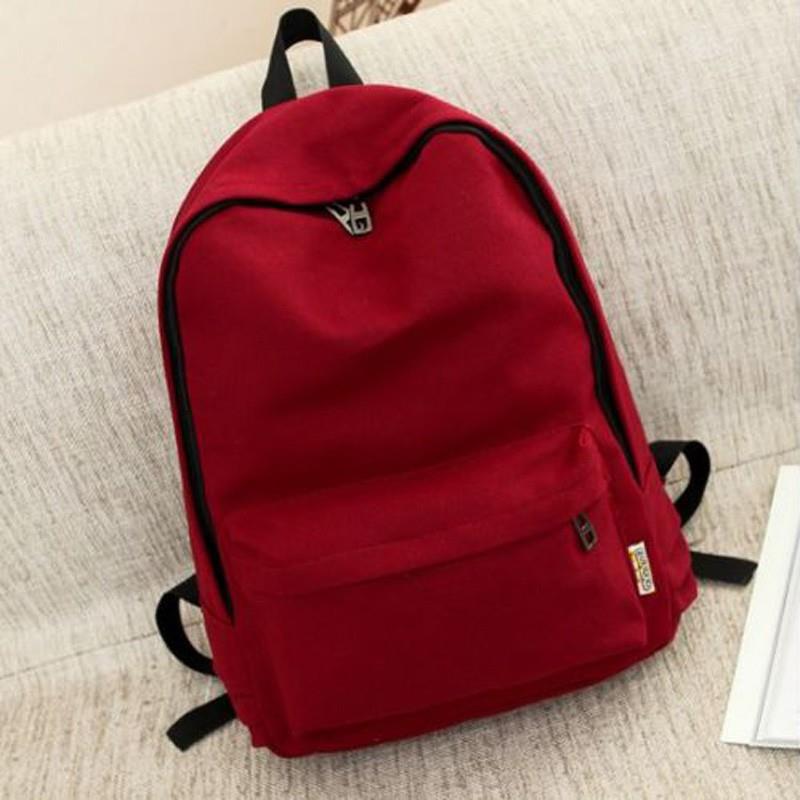 red canvas backpack