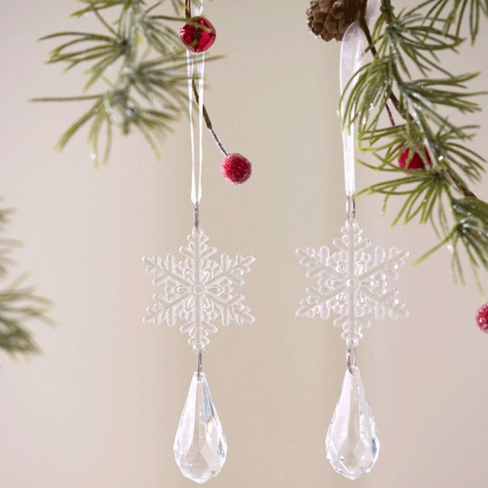 Acrylic Xmas Icicle Pendant Transparent Artificial Xmas Tree Hanging Ornament Glitter Christmas Tree Decoration Navidad