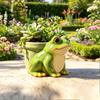 Frog Flowerpot, Decorative Resin Frog Planter, Fade-Resistant Herb Pot Garden Accent, for Home Decoration