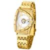 Men's Waterproof Rain-Resistant Triangular Dial Quartz Watch Gold Case Gold Strap White Dial Adjustable Gift for Valentine's Day Christmas