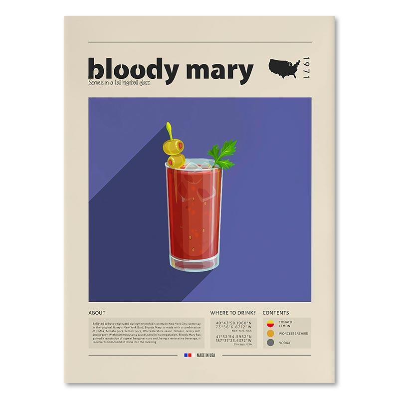 

Коктейль Мохито, холст, картина «Кровавая Мэри», Метрополис, Джин Негрони, Май Тай, принты, настенное искусство, ретро постер, подарок, украшение для кухни 21x30cm No Framed