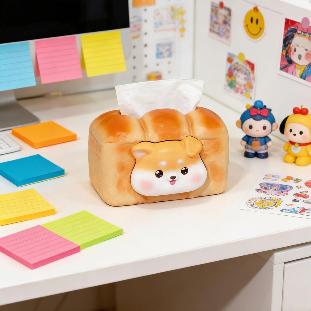 Cute Creative Tissue Box Holder PVC Napkin Dispenser Tabletop Organizer for Bedroom Bathroom Living Room