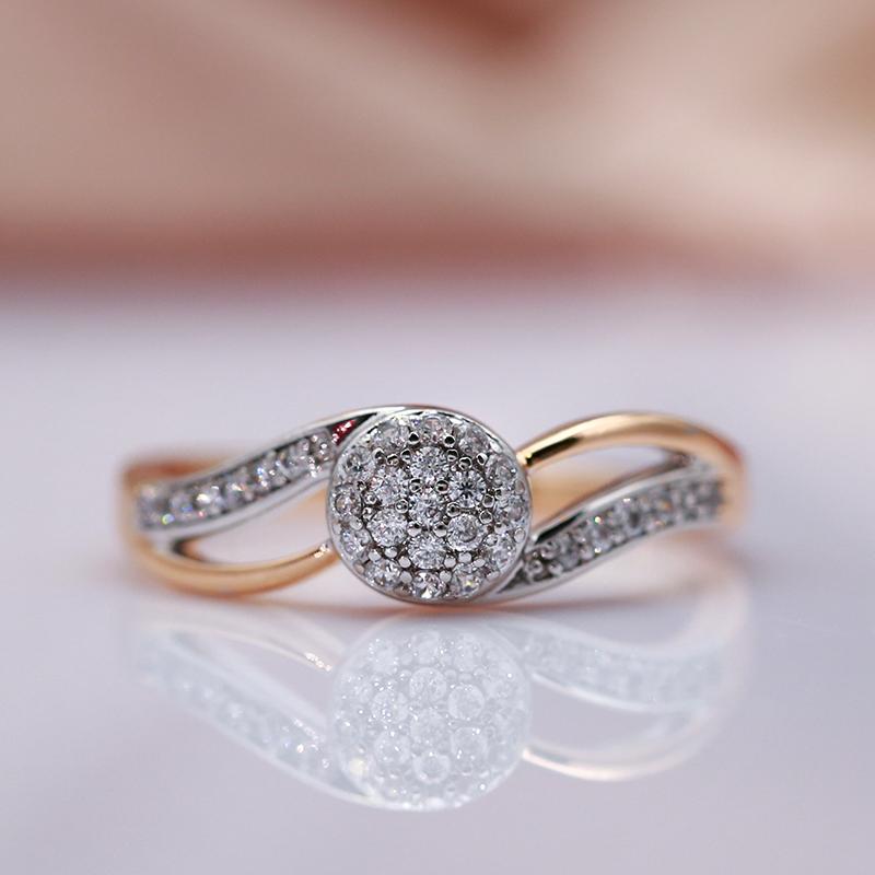 Luxury Bridal Wedding Ring Micro-Wax Inlay Natural Zircon  Rose Gold With  Color Rings For Women Vintage Jewelry