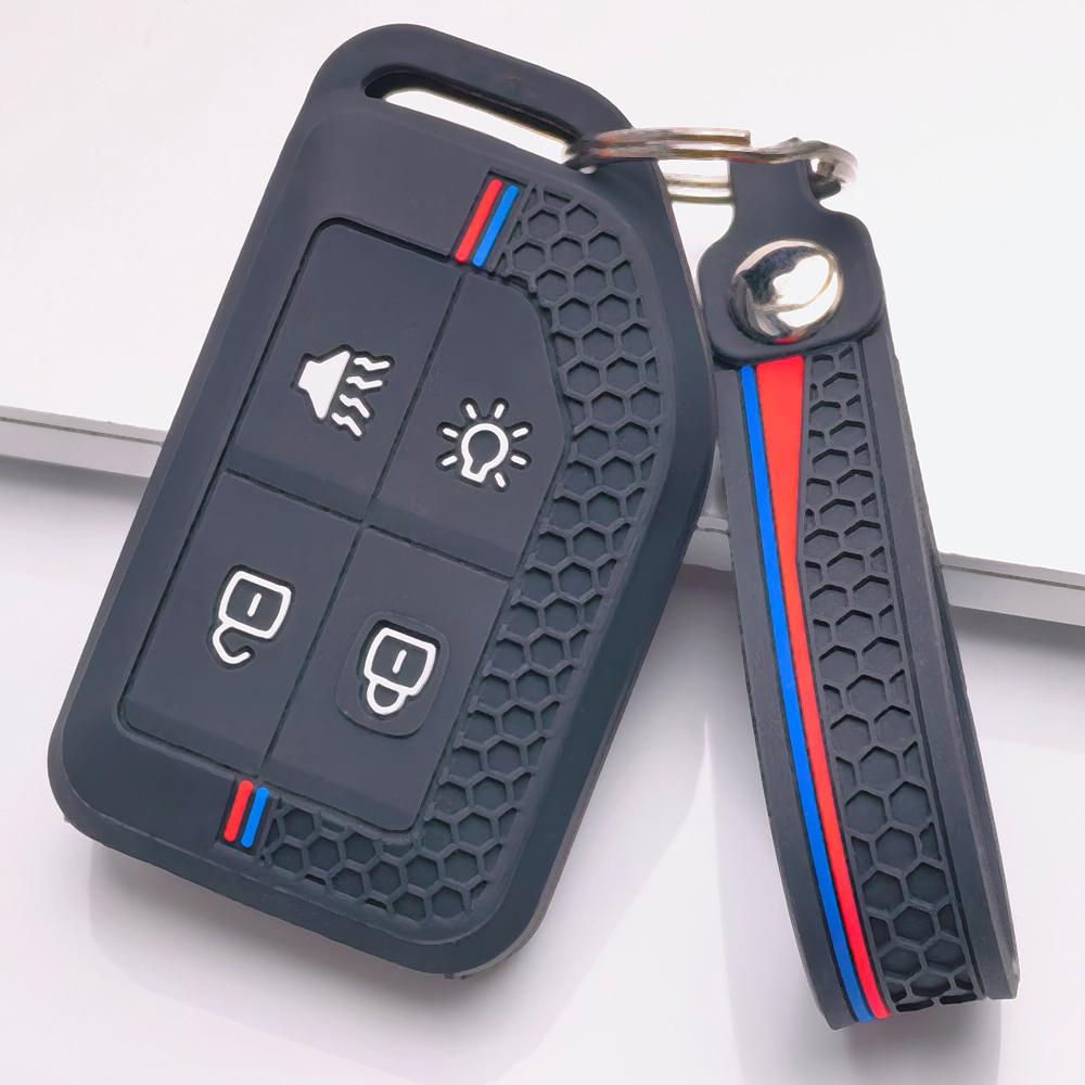 Honeycomb Silicone Key Fob Strap for Volvo New FM FH Truck FH16 Honeycomb Texture Racing Stripe Detachable Keychain Holder Shockproof