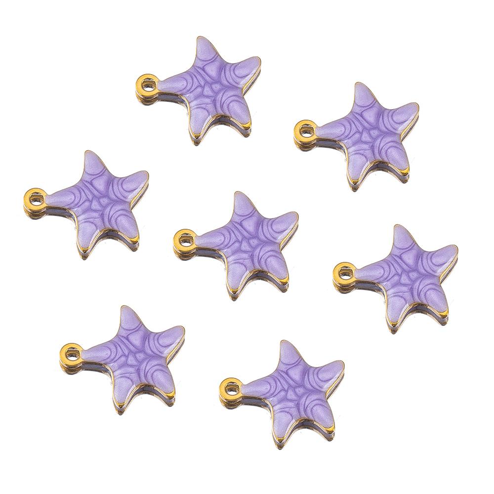 10pcs New Stainless Steel Colorful Marine Coral Starfish Fish Seaweed Charm Necklace Earring Pendant Base for DIY Jewelry Making