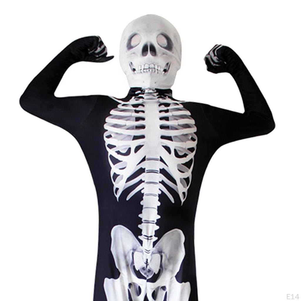 Halloween Kids Scary Skeleton Costume, Bone Bodysuit Skelebones Costume