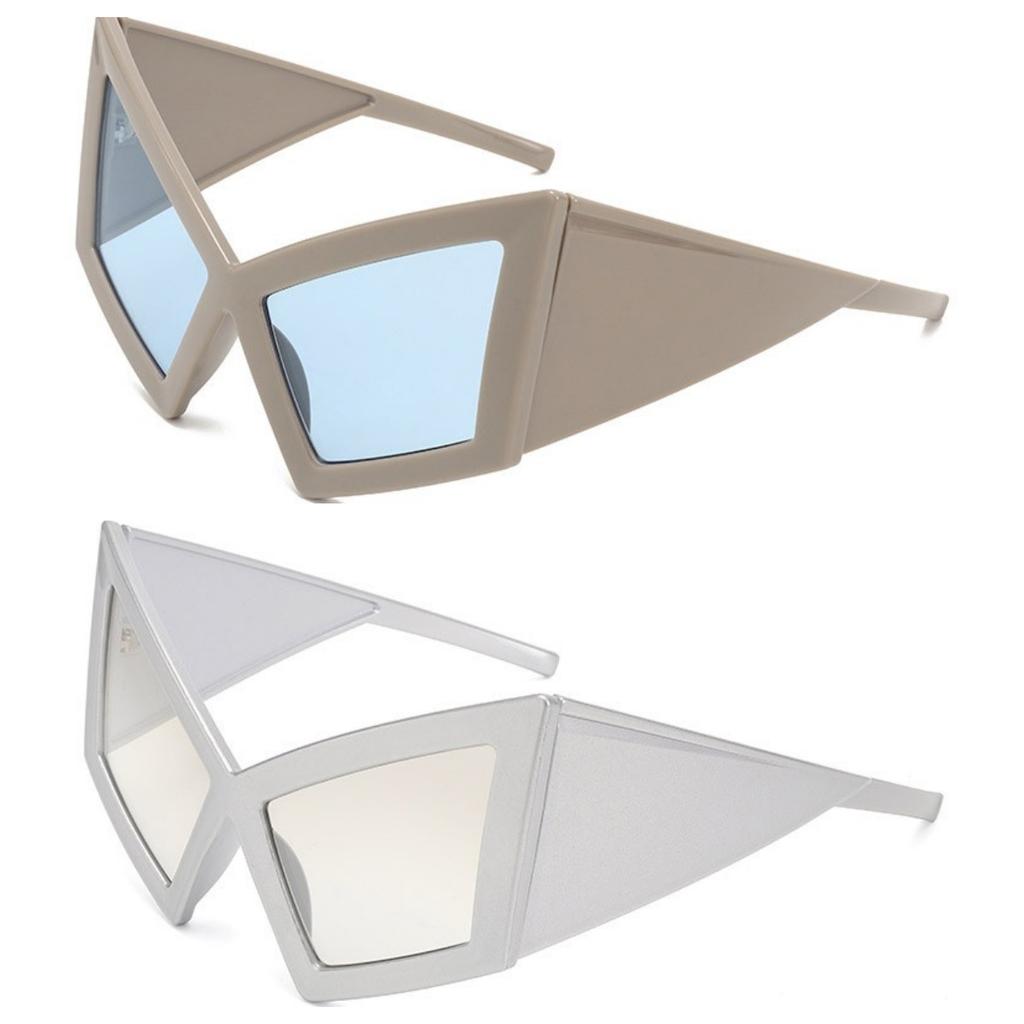 Luxury punk women sunglasses oversized cat eye windproof UV400 lenses fashion runway show frames modern