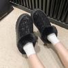 Aphixta Sequine Upper Warm Snow Boots Furry Plush Lining Ankle Boots Women Winter Ankle Boot Zip Shoe Botas Mujer Botines Size43