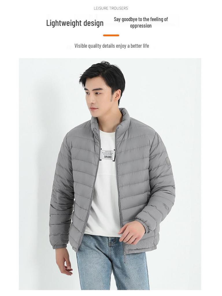 Men's 2024 Autumn/Winter High-End Casual Lightweight Down Jacket with Stand-Up Collar