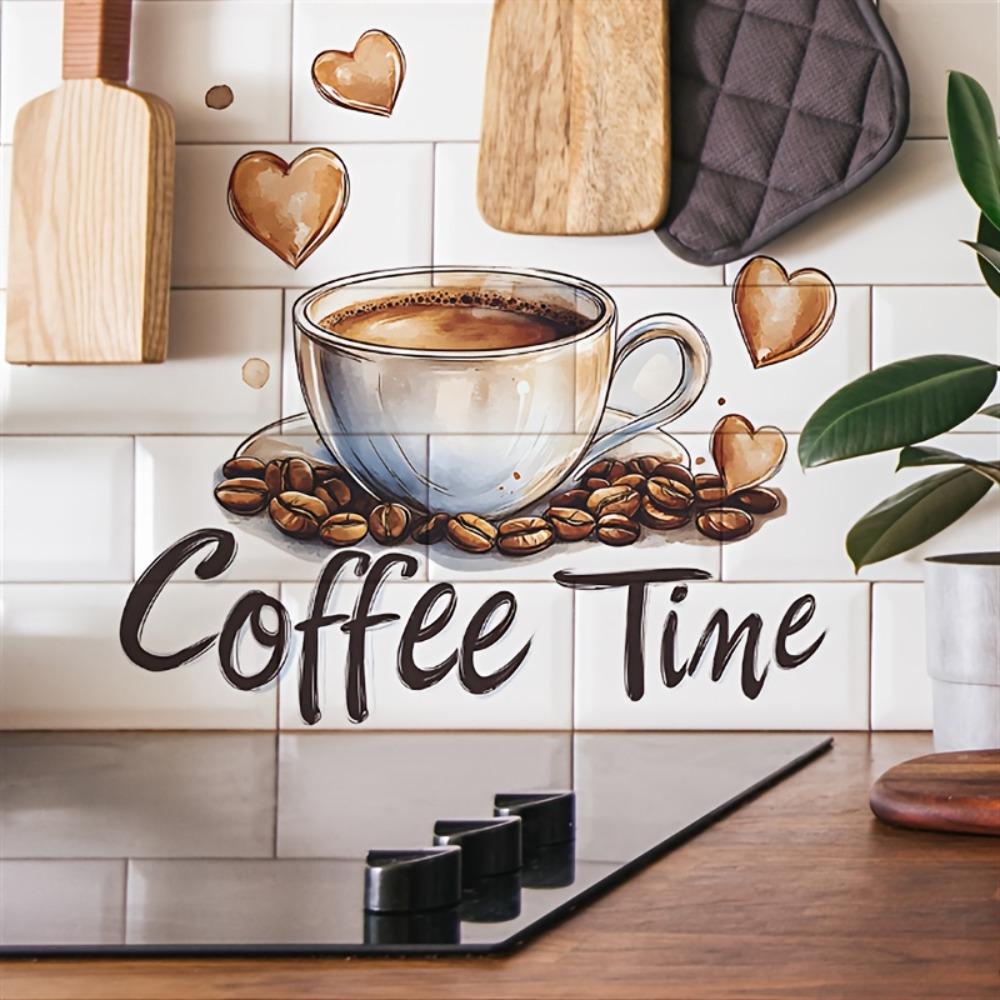 Coffee Cup Wall Stickers Self Adhesive Cafe Kitchen Decor PVC Decals for Home Bar Background Peel and Stick Art