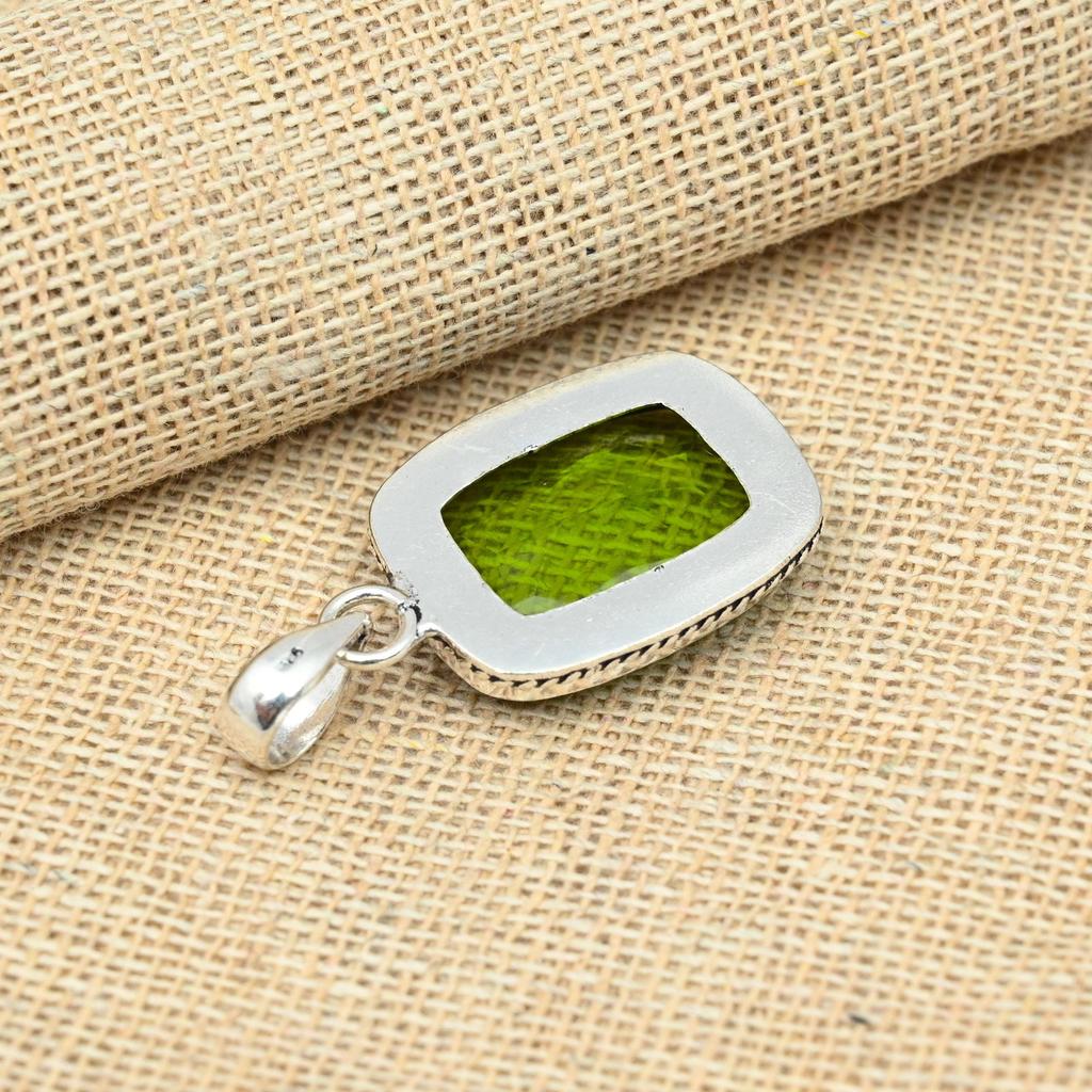 AAA+ Peridot Gemstone 925 Sterling Silver Jewelry Handmade Pendant For Her