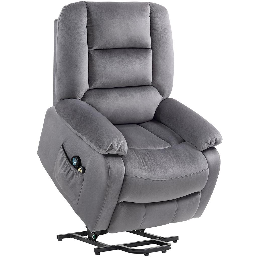 TV Recliner With Lift Assist Heat And Massage Function Remote Control And Side Pocket Dark Gray