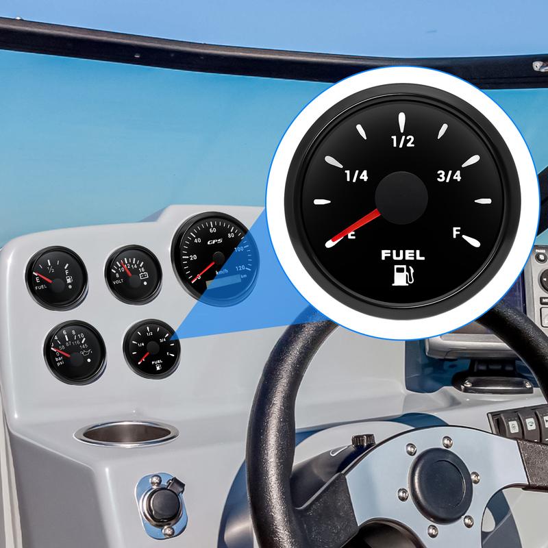 7-color Backlight 12V 24V Universal Waterproof 52mm Fuel Level Gauge 0-190ohm 240-33ohm Fuel Level Meter For Marine Boat Car