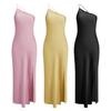 Kvinner Sexy kjole Skråkrage Ermeløs Åpen rygg Design Lang kjole Ensfarget Side Spalte Design Festkjole