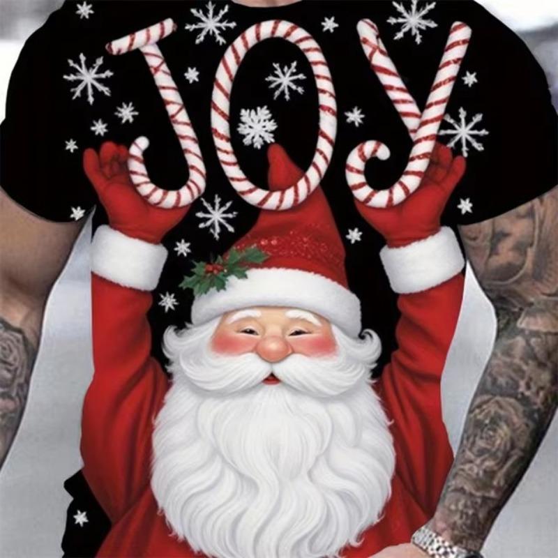 

Забавный принт Санта-Клауса Мужская футболка Рождественские футболки Топы с коротким рукавом Модная повседневная уличная одежда Футболка большого размера Мужская одежда XL