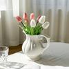 Stylish Nordic Minimalists Jugs Vases With Handle White Ceramic Flower Arrangement Pitcher Vases For Wedding Centerpieces