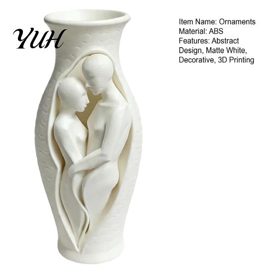 Decorative Flower Holder Abstract Human Body Art Vase Statue, 3D Printed Embracing Couple Sculpture Vase, Entryway Table Centerpiece Dry for