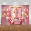 1. Geburtstag Party Dekorationen Rosa Gold Ballons Glitzer Hintergrund Banner Neugeborenen Kulisse Zubehör Fotografie Requisiten Kinder Geschenk