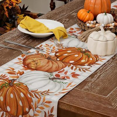 Table Runner  1PC Autumn Thanksgiving Table Runner Pumpkins  Dining Table Decoration Tablecloth for  Picnic Harvest Party Decor