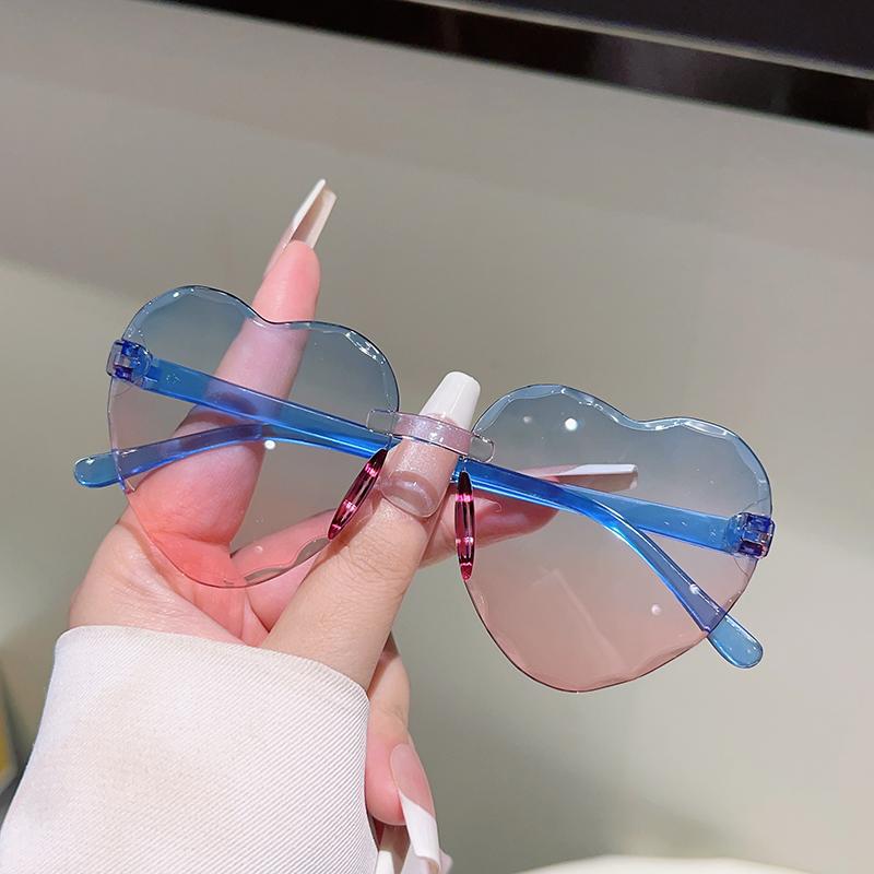 1/6 Pcs Rimless Heart Shaped  Sunglasses for Kids  New Cute Multi-color Children Shades Ins Trendy Design Decor Sun Glasses