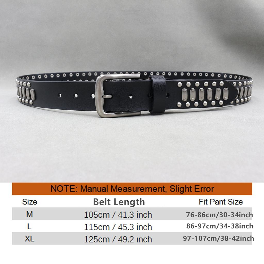 Metal Rivet Belt Luxury Designers Men Rivet Punk Belt Cow Genuine Leather Cintos Masculinos Male Women Rock Hip Hop Strap Waist