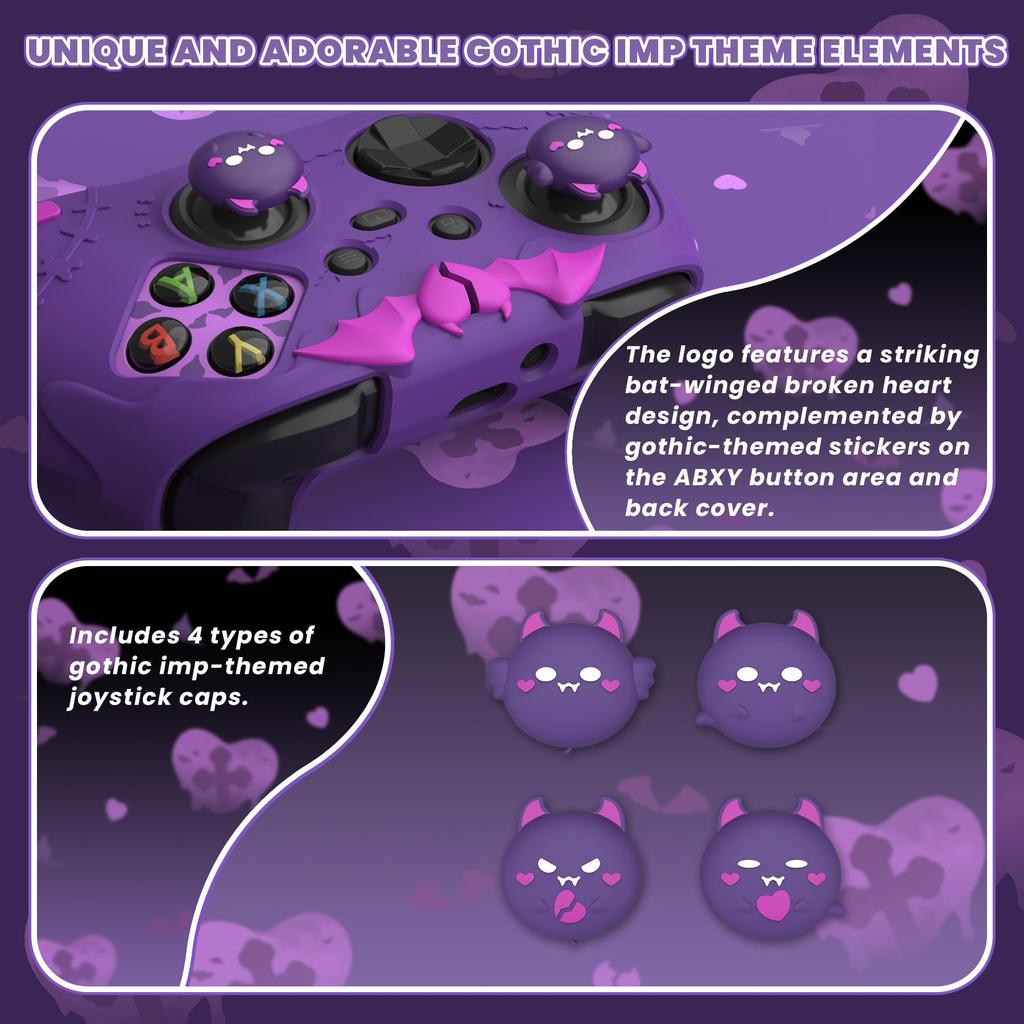 PlayVital Gothic Imp Series Cute Silicone Cover for Xbox Series X S Grip Silicone Silicone Protective Cover for Xbox Core Protective Includes Thumb