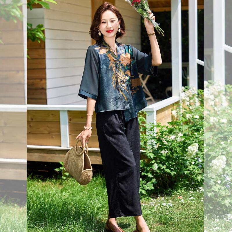 QianLian Summer Two-Piece Set for Middle-Aged Women