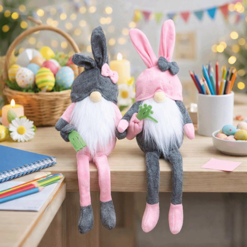 Creative Cartoon Easter Rabbit Ornaments Cute Plush Fairy Pendants Carrot Easter Gnome Decorations Tabletop Decor