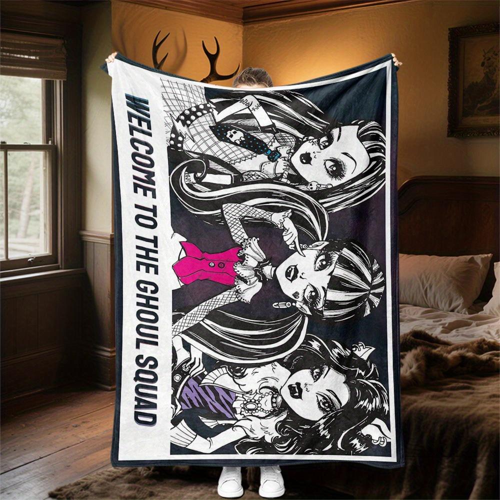 1pc Monster High Ghoul Squad Theme Design Flannel Blanket Soft Warm , All-Season Lightweight Throw for Camping Travel Bed, Gift for Christmas, -29