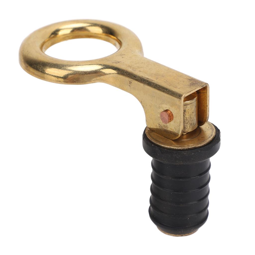 Snap Handle Drain Plug Rubber Brass Twist Design Long Lasting Marine Drain Plug for Boat Yacht Livewell 0.6inch