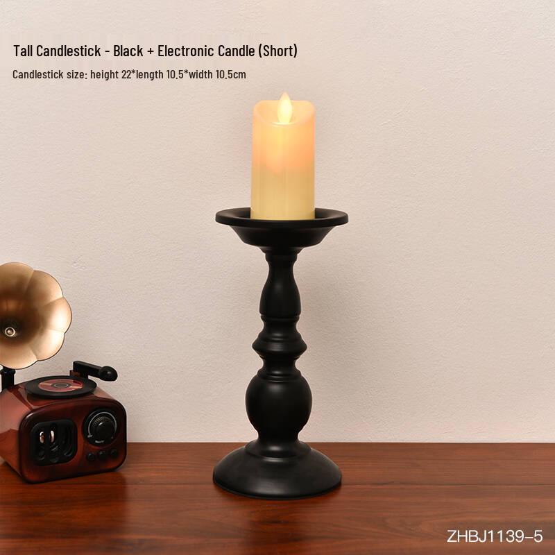American Retro Roman Column Black Scented Candle Holder: Bedroom Desktop Decoration
