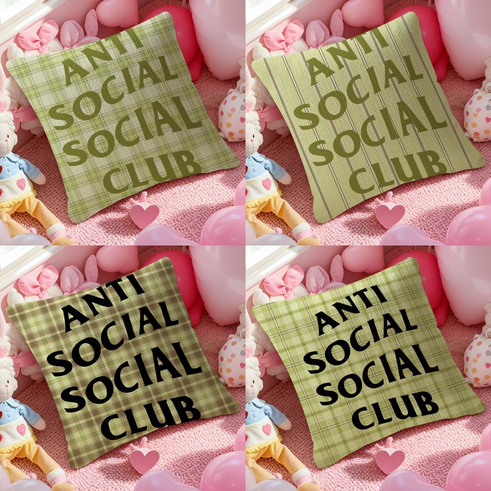 Cool AANTI SOCIAL SOCIAL CLUB Pillow Case Pattern Printed Pillowcase for Living Room Sofa Cushion Cover Bedroom Decor