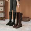 Módní dámské boty Čtvercová špička Čtvercový podpatek 2024 Nové podzimní zimní boty pro dámy Protiskluzové Outdoor Jednobarevné Dámské boty