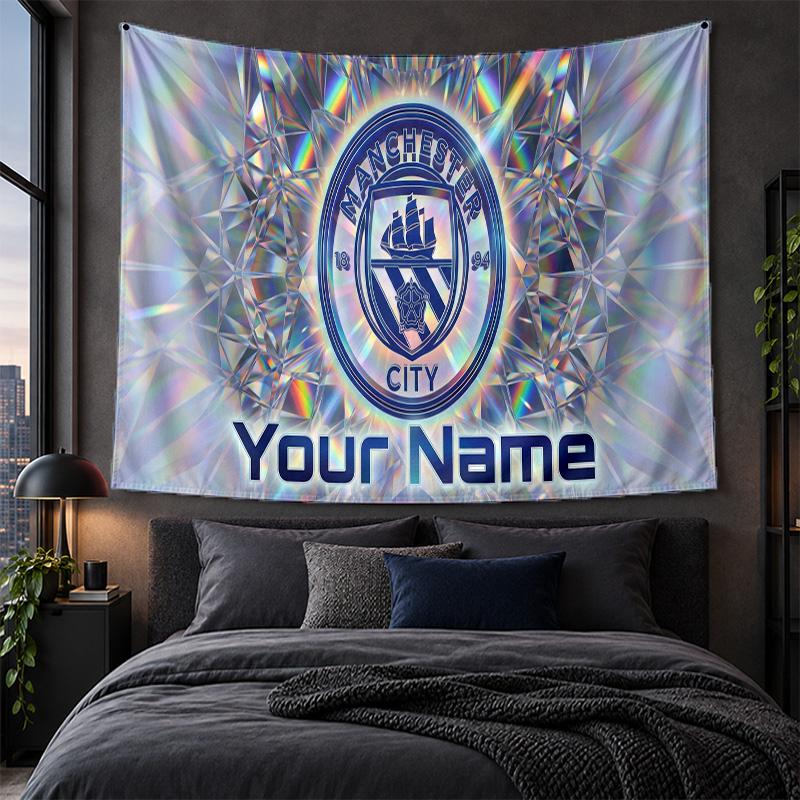 Personalized Tapestry Wall Hanging Manchester City Pattern Art Background Cloth